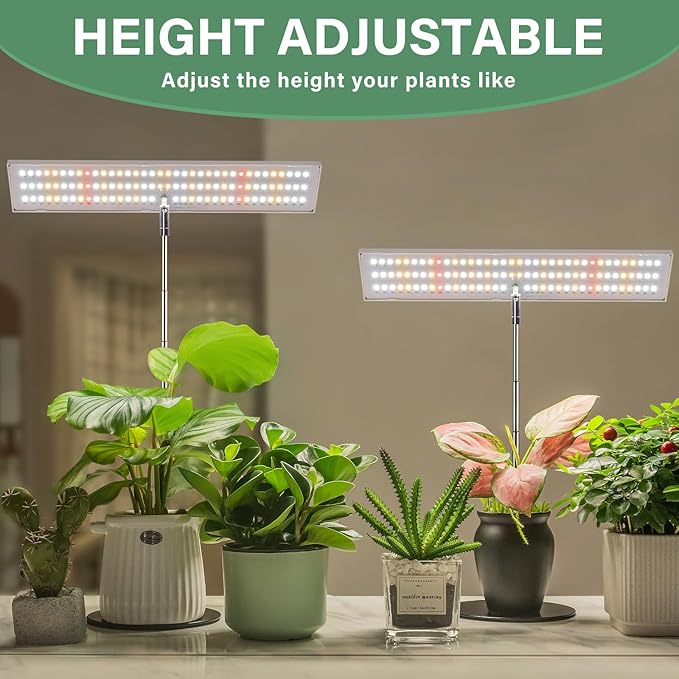 LORDEM Grow Light, Full Spectrum LED Plant Light for Indoor Plants, Height Adjustable Growing Lamp with Auto On/Off Timer 4H/8H/12H, 4 Dimmable Brightness, Ideal for Home Desk Plant Lighting