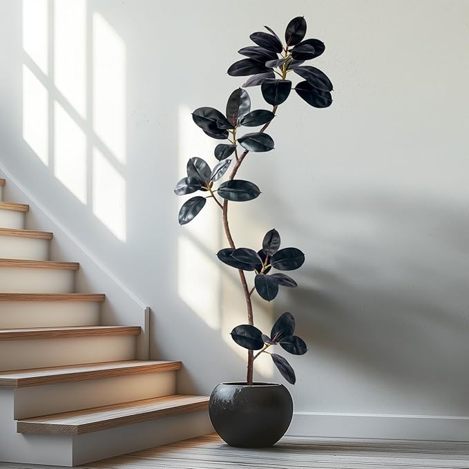 6ft Artificial Rubber Tree Faux Plants Indoor Faux Floor Artificial Trees Indoor,Fake Plant Fake Tropical Plants,Large Floor,Real Touch Rubber Tree for Home Decor