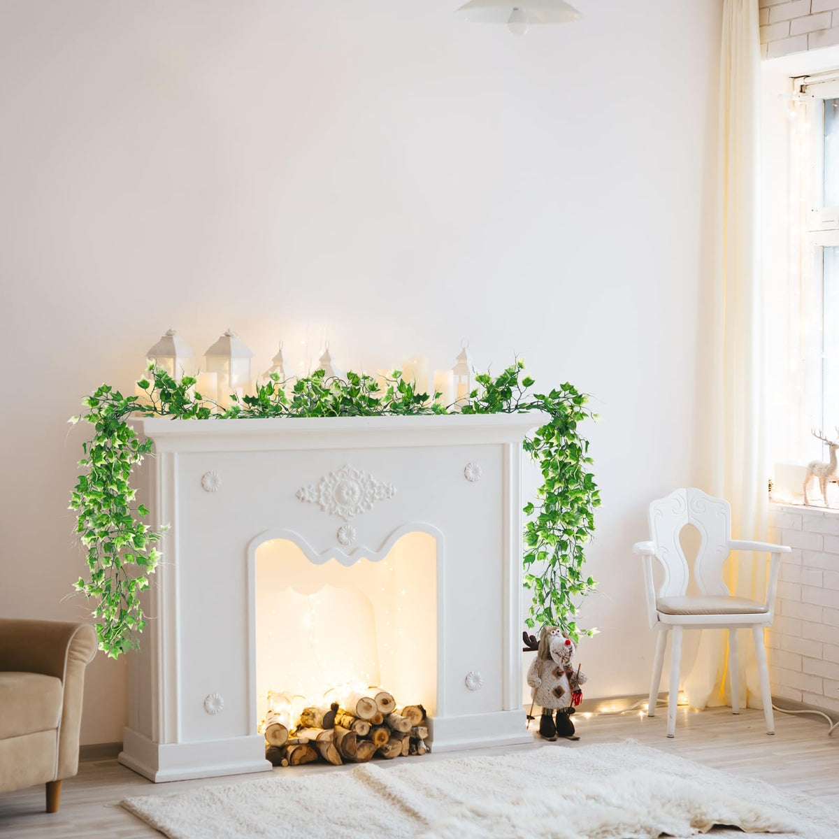 RECUTMS Artificial Hanging Plants Faux Greenery Garland 3 Packs Ivy Vines