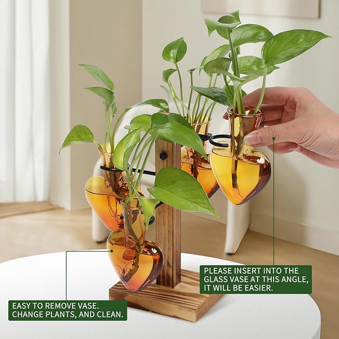 Plants Propagation Stations Plant Terrarium Kit Glass Planters for Indoor Plants House Plant Accessories Gift for Women - 4 Love Bulb Vase