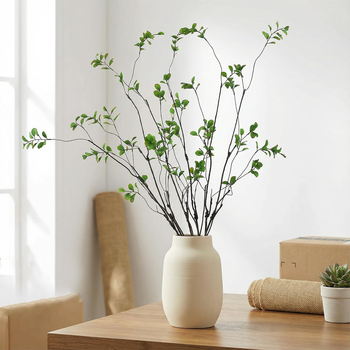 MISSWARM Faux Eucalyptus Stems for Vase, Artificial Greenery Branches 5pcs