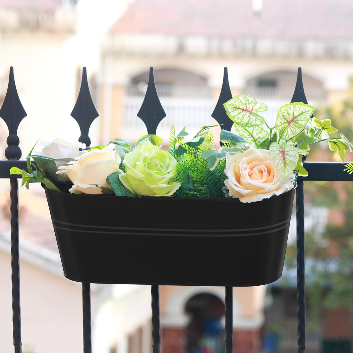 Holensun Railing Planter Box 16 Inch with Adjustable Brackets (4PCS)