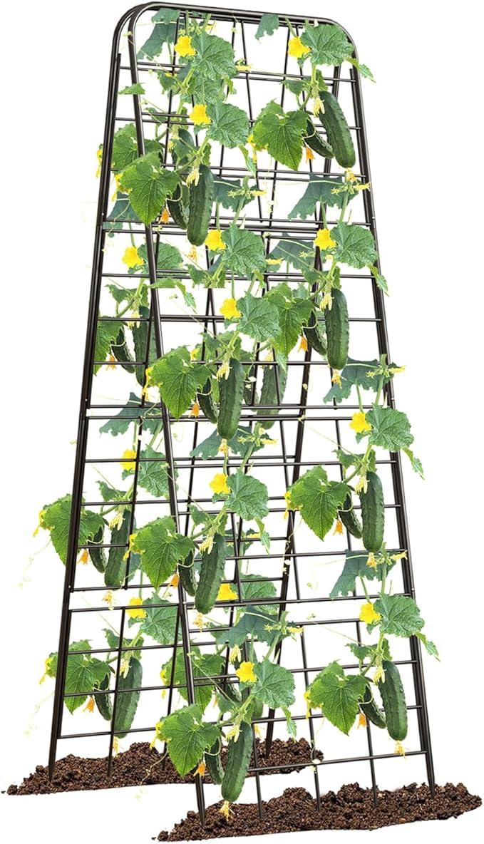Heavy Duty 50"x17" Adjustable A-Frame Trellis for Climbing Plants – Rust-Proof Metal Garden Trellis with Dense Grid Design, Perfect for Raised Beds, Tomatoes, Cucumbers & Outdoor Vines (Black, 1 Pcs)
