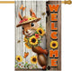 Welcome Garden Flag Vertical Double-Side Small Burlap sunflower Spring Summer Squirrel Garden Flags Yard Porch Outdoor Patio Lawn Decor Flags Decorations (RMQ-480D, 28"X40")