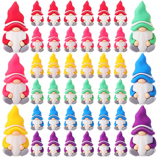 DoubleFill 30 Pcs Mini Gnomes Figurines Bulk Rubber Statue Tiny