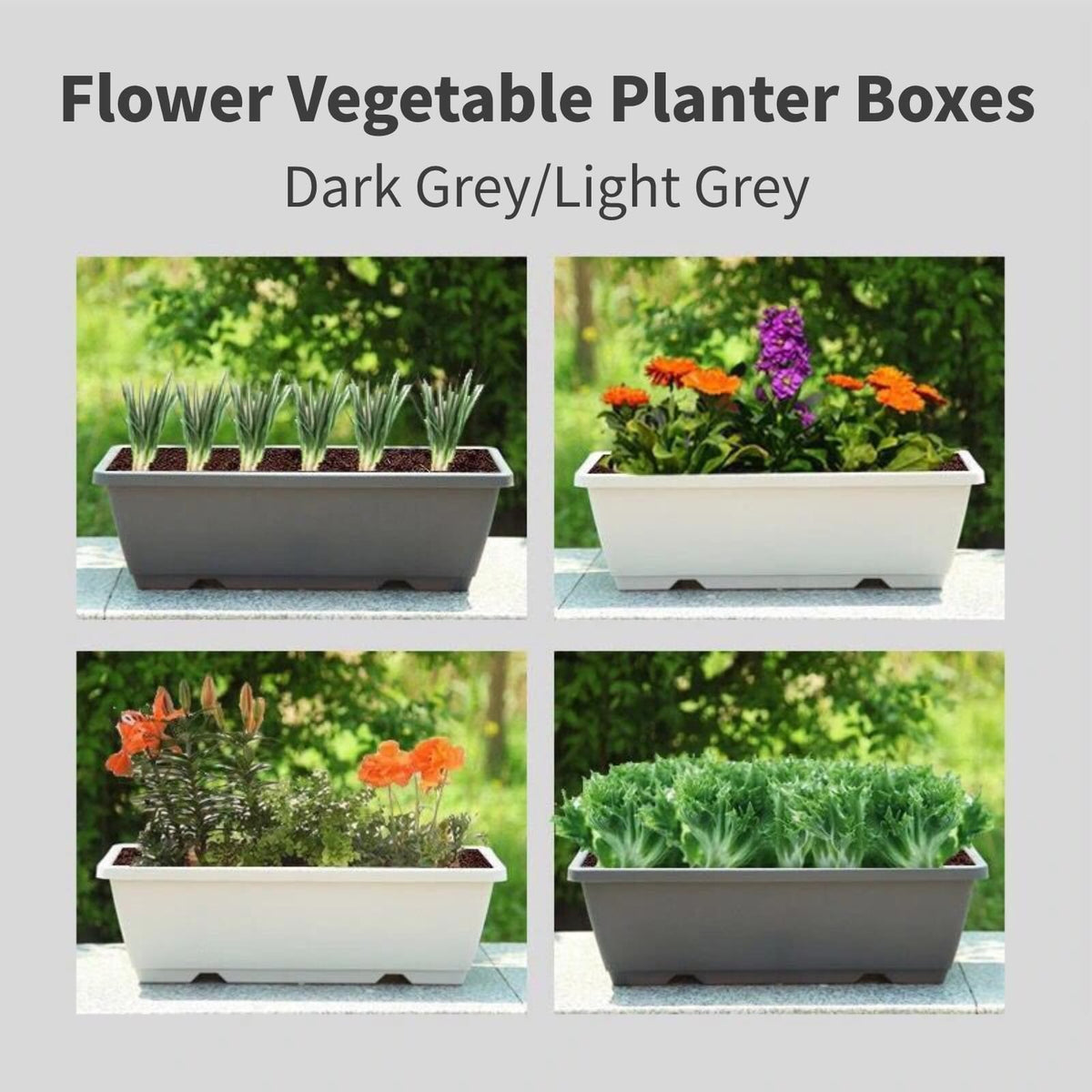 HAOHIZE Raised Garden Bed, Rectangular Plastic Planter Raised Beds Large Flower Vegetable Planters Boxes Thicken Planting Pots Plant Containers for Balcony Home Outdoor Window (8 L)