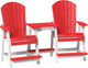 LuxCraft Poly Tete-a-Tete Patio Table and Counter Height Balcony Chairs with Umbrella Hole, Weatherproof Outdoor Patio Furniture Set for Outside - Amish Made in USA (Red & White)