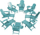 Adjustable Adirondack Chair with Retractable Ottoman Set of 8, HDPE Folding Adirondack Chair with Cup Holder, All Weather Fire Pit Chair for Outdoor.