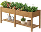 Wooden Raised Garden Bed, Planter Box with Legs, Garden Planter with Divider Bag for Backyard, Patio, Balcony, Planter Stand Box for Herbs and Vegetables (Brown-L)