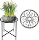 ZEECER Plant Stand, 15'' Tall Indoor Outdoor Set of 1, Retro Design Round, Rust-Proof Coated Metal Pot Stand for Flowers, Patio Garden Home Decor - Black