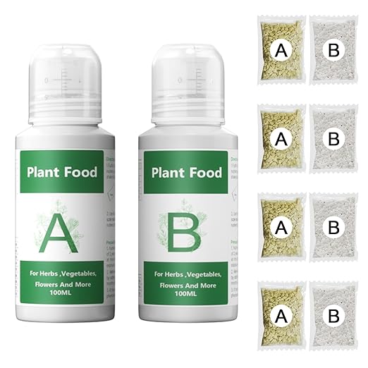 Hydroponics Nutrients (1000ml in Total), All Purpose Plant Food A & B, Hydroponics Supplies, Fertilizer for All Plants and Media, Hydroponics System Accessories for Vegetables Fruits Flowers Thrive