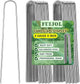 8 Gauge Landscape Staples, FUIJOL 8 Inch 15 25 50 100 Pack Heavy Duty U-Shaped Landscape Stakes, Galvanized Garden Staples for Weed Barrier Stakes, Ground Cover, Irrigation Tubing, Fence (25, 8 Inch)