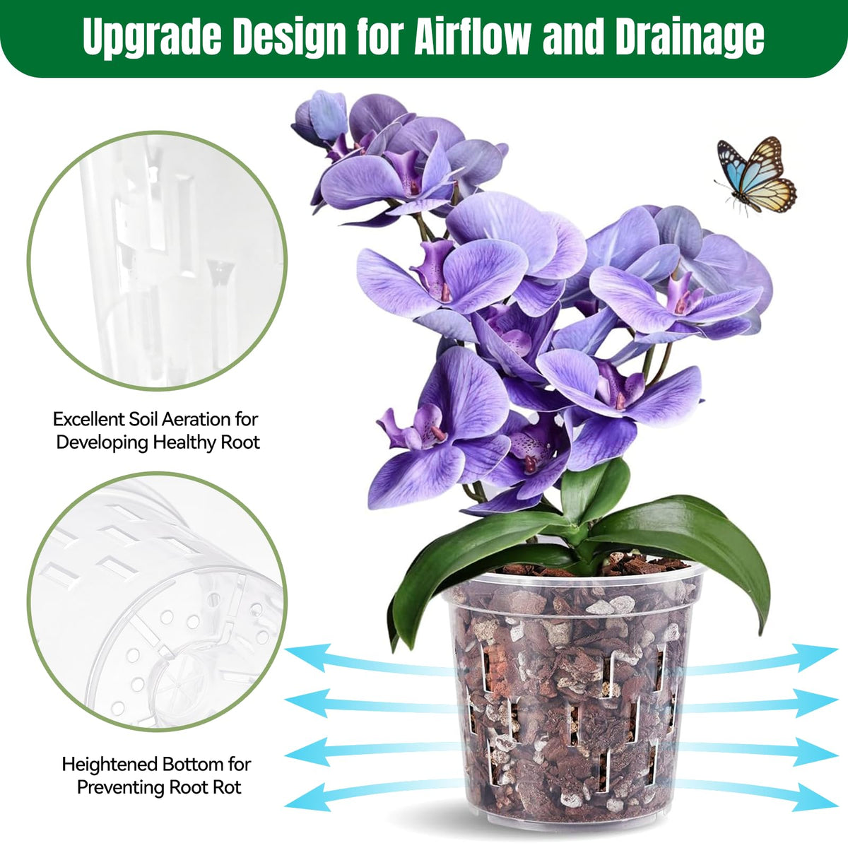 TRUEDAYS Orchid Pot, 4 Pack 6 Inch Plant Pot with Drainage