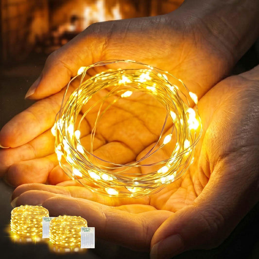 LitHome 2 Pack Fairy Lights Battery Operated, Each 20 FT 60 LED Warm White