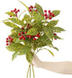3 Pcs Artificial Greenery Plants, 18" Faux Christmas Red Berry Plants Stems for Vase Fake Leaves Branches Indoor for Table Fireplace Cabinet Livingroom Kitchen Festivals Home Decor (Yellow Green)