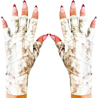 ManiGlovz - The Original UPF 50+ UV Light Protective Nail Gloves | Gel Manicure Gloves and Anti UV Fingerless Gloves for Women | Can be Used as Sun Protection Gloves for Driving | Beige Marble