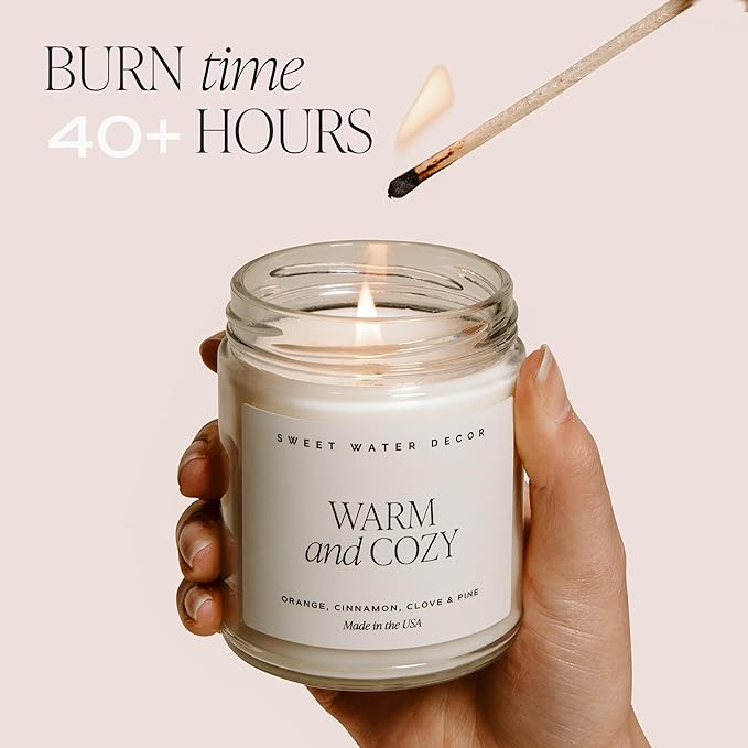 Sweet Water Decor Christmas Candle | Cinnamon, Trees, Orange, and Clove Scents | Christmas Candles and Decor for Home | 9oz. Clear Jar Soy Candle, Made in The USA