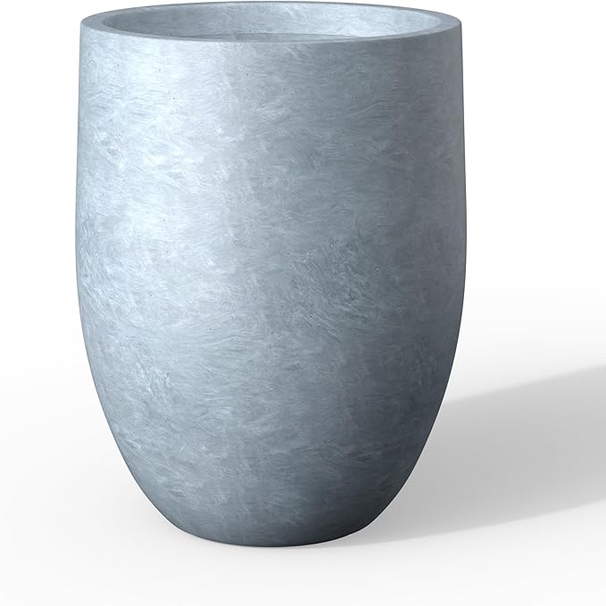 Kante Tall Concrete Planter, 21.7-Inch Height Blue-Gray Large Indoor Outdoor Plant Pot with Drainage Hole for Patio Garden Home, Modern Decor for Flowers and Tree