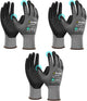 DULFINE Safety Work Gloves MicroFoam Nitrile Coated-3 Pairs Pack,Seamless Knit Nylon Glove with Black Micro-Foam Nitrile Grip,Ideal for General Purpose,Automotive,Home Improvement,Painting(Small)