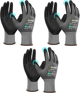 Safety Work Gloves MicroFoam Nitrile Coated-3 Pairs Pack,Seamless Knit Nylon Glove with Black Micro-Foam Nitrile Grip,Ideal for General Purpose,Automotive,Home Improvement,Painting(Extra Large)