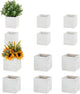 NUPTIO Wooden Box for Centerpiece Wedding: 12 Pcs Rustic Square Planter Box Farmhouse Table Fall Decor - 4×4" & 5×5" Whitewashed Small Wood Vases Flower Pots for Windowsill Home Garden