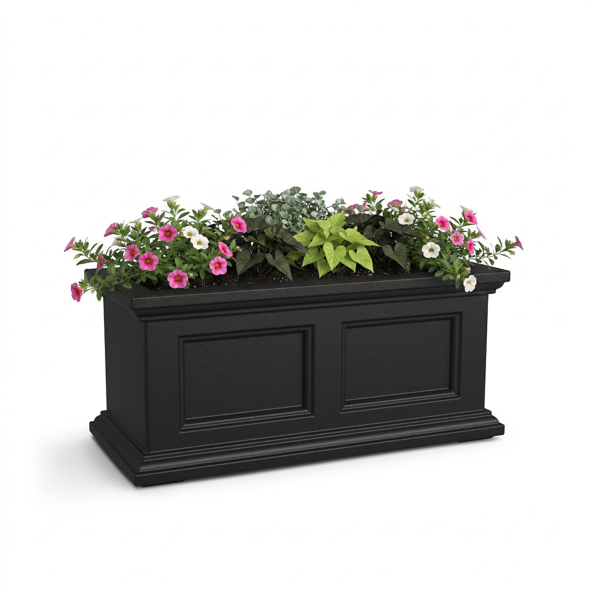 Mayne Fairview 24in Self-Watering Rectangular Window Box Planter, Black