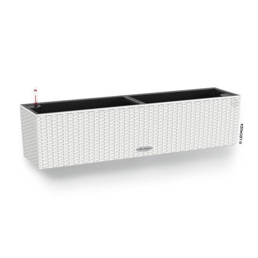 Lechuza BALCONERA Cottage 80 White, Self-Watering Window Box (Railing Planter), H7.5 L31.5 W7.5 in