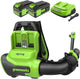 Greenworks 40V (710 CFM / 175 MPH) Brushless Backpack Blower, Commercial Power for Wet Leaves, Heavy Debris, Gravel and Driveway Snow, Includes (2) 5.0Ah HP Batteries & 4A Dual Charger