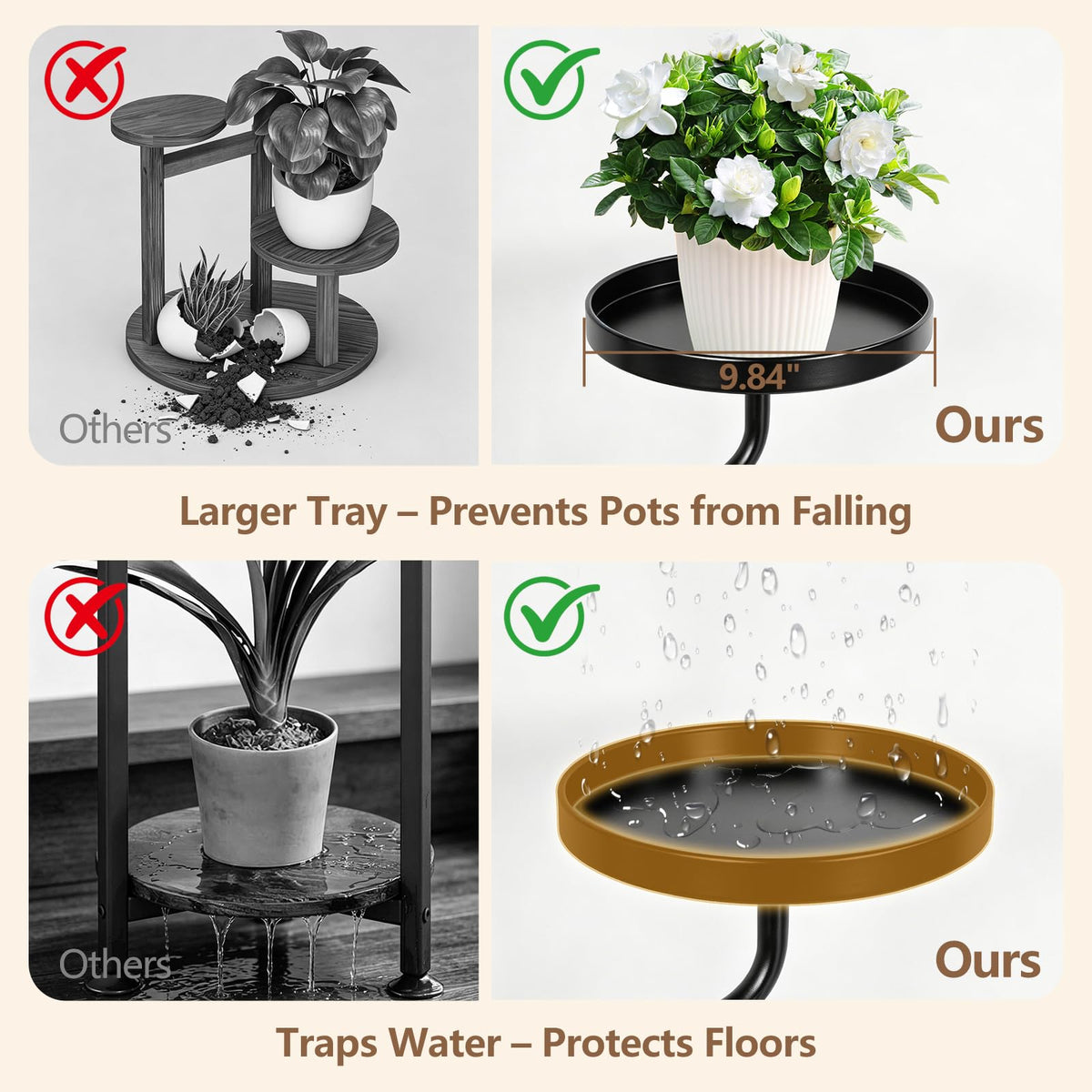 5 Tier Tall Plant Stand Indoor, Corner Plant Display for Living Room Patio