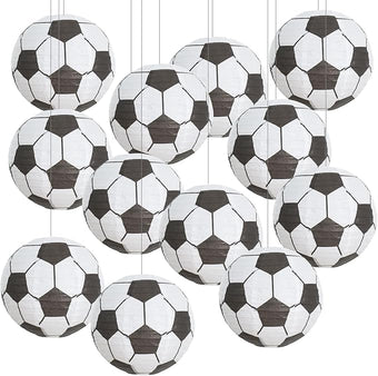BEISHIDA 8-Inch Football Paper Lanterns Decorative Chinese/Japanese Hanging Round Paper Lanterns Lamp for sports party, Sport Themed Birthday Bar Football Game Party Decoration (12 Packs)