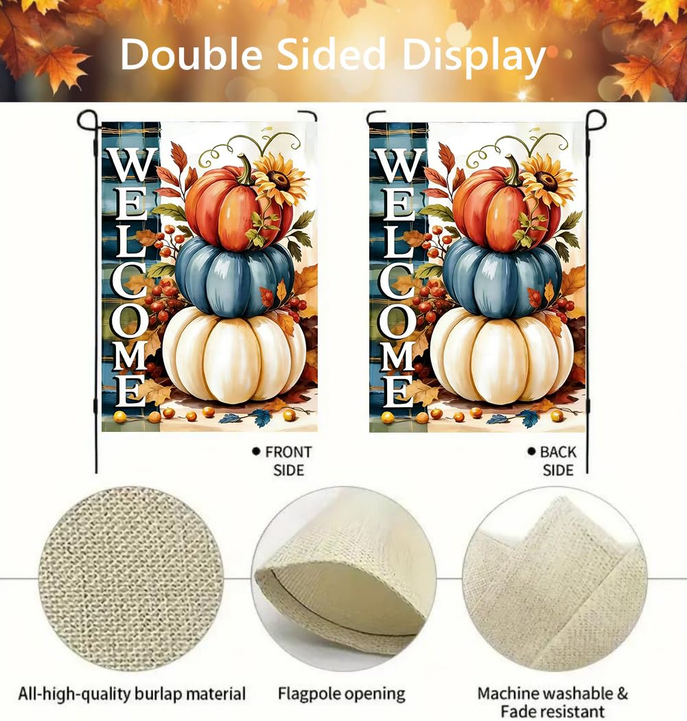 Welcome Fall Garden Flags for Outside 12x18 Double Sided
