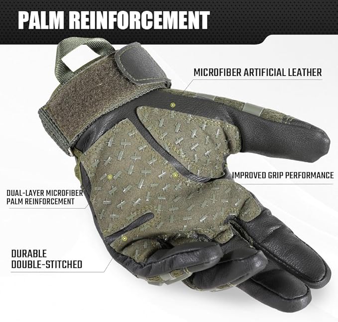 WTACTFUL Rubber Guard Tactical Gloves for Men Touchscreen Airsoft Motorcycle Hunting Outdoor