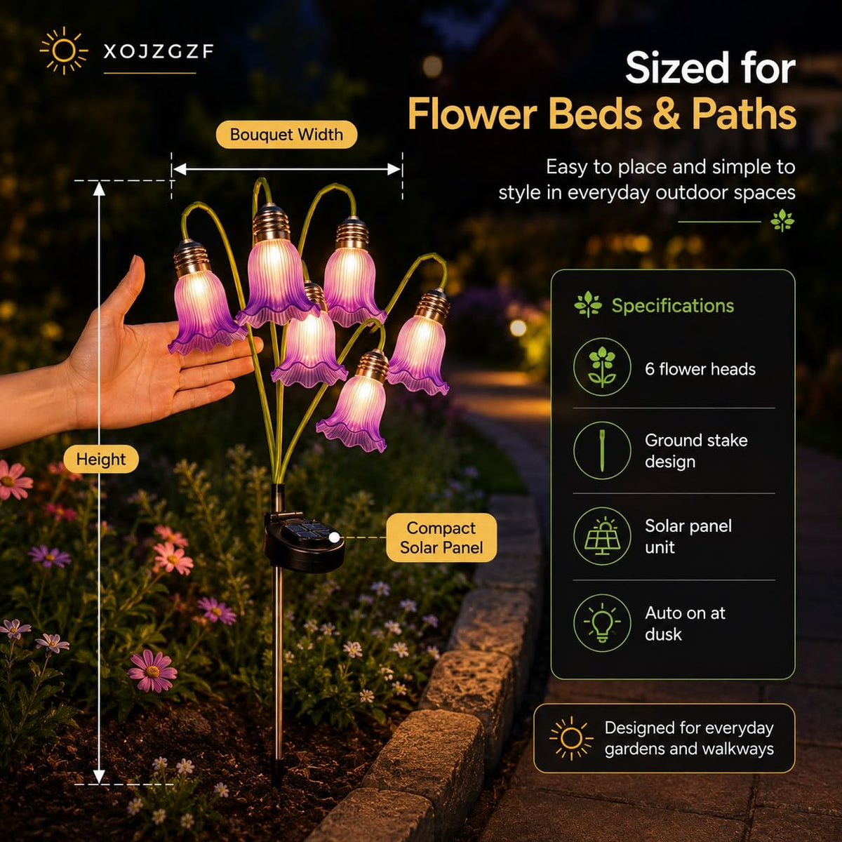 Solar Flower Lights Outdoor Garden Decorations Waterproof Stake Decor