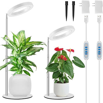 Kullsinss Grow Lights for Indoor Plants, 80 LEDs Full Spectrum Plant Lights for Indoor Growing with 2 Mounting Options, 6/12/16H Timer, 3 Spectrum Modes, 9.8"-37" Height Adjustable Grow Lamp, 2 Pack