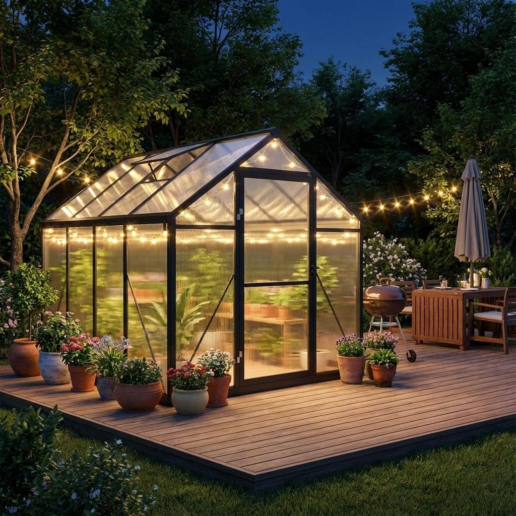 Garvee 6x8ft Walk-in Greenhouse, Heavy Duty Large Outdoor Green House
