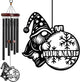 Personalized Customize Name Gnome Wind Chime, Metal Iron 37 Inch Outdoor Memorial Gift for Garden Yard Patio Home Decor, Black，Christmas (Style G)