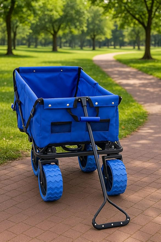 Impact Canopy Folding Collapsible Utility Wagon with All-Terrain Wheels, Royal Blue