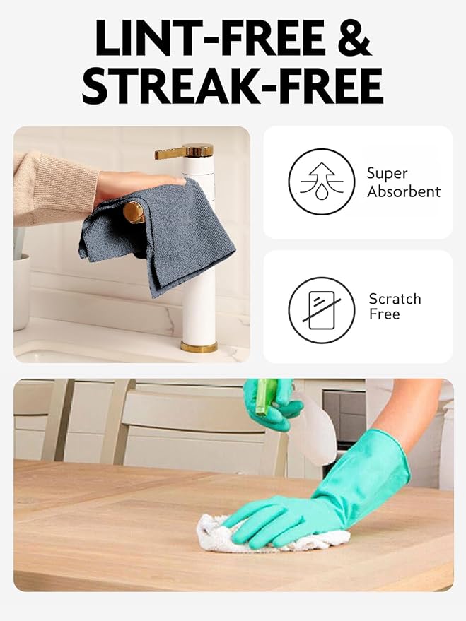 Fantasticlean Microfiber Cleaning Cloth Roll -150 Pack, Tear Away Microfiber Towels, 12" x 12", Reusable, Washable, Ultra Absorbent Dishcloth for All-Around Cleaning Supplies (White & Dimgrey)
