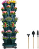 DUNCHATY Stackable Planter, Vertical Garden Planter with Wheels and Tools, Self Watering Strawberry Planter Indoor/Outdoor 7 Tier Herb Planter Pots for Growing Vegetables and Succulents,Pine Green