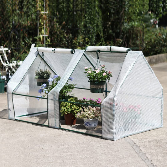 Tunnel Greenhouse, With UV-Resistant Reinforced PE Cover Sturdy Steel Frame, Mini Greenhouse For Garden, Balcony, Backyard Garden Grow Cloche With Windows For Plants & Vegetables ( Color : White , Siz