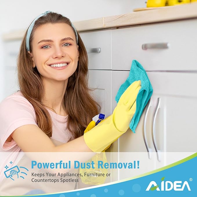 AIDEA Microfiber Cleaning Cloth-12PK, Soft Microfiber Towels for Cars, Absorbent Cleaning Rags, Lint-Free Streak-Free Wash Cloths for House, Kitchen, Window(12in.x12in), Blue