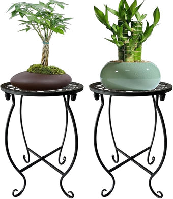 EKINIYAR Plant Stand Indoor Outdoor, Set of 2 Metal Plant Stand for Indoor Plants Iron Art Flower Pot Holder Stand Decoration Shelf Racks for Single Planter Use in Garden Patio Corner