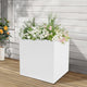 DYNAMI Square Planter Box White Steel Planter,17x17x18in Metal Planter Box Large Cube Plant Pot for Outdoor Plants,Modern Heavy Duty Flower Pot for Patio, Deck, Yard, Garden