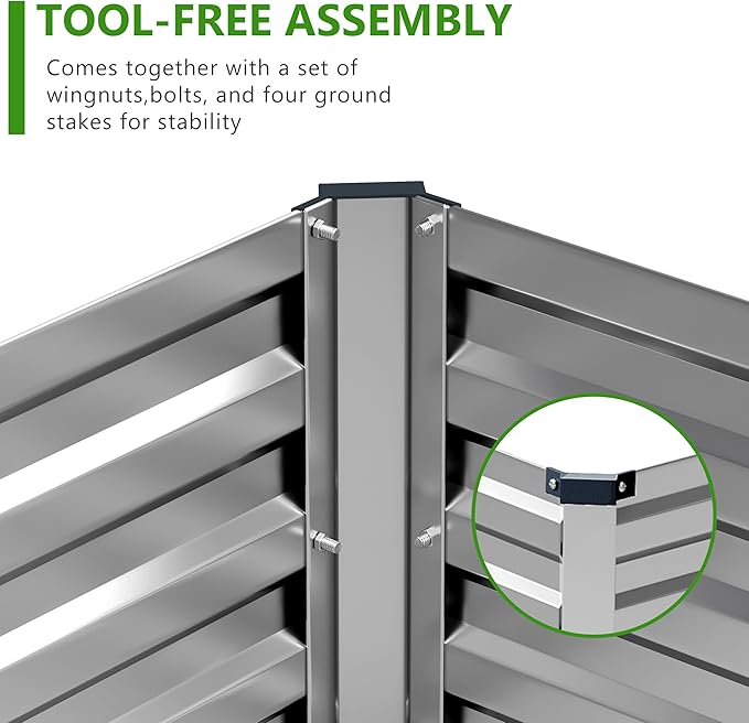 Easllre 2PCS 10x3x1ft Galvanized Raised Garden Bed Kit, Galvanized Planter Raised Garden Boxes Outdoor, Large Metal Raised Garden Beds for Vegetables,Silver