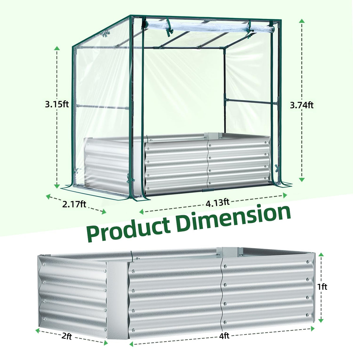 Ohuhu 4x2x1 FT Raised Garden Bed Outdoor with Cover, 3-in-1 Gardening Set