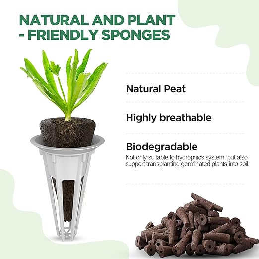 LETPOT 200 Pcs Seed Pod Kits, Replacement Root Growth Sponges Seed Pods, Seed Starter Sponges Kit for Hydroponic Indoor Garden System with 100 Sponges, 100 Stickers