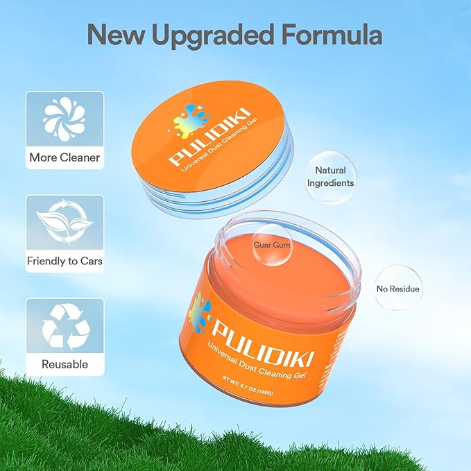 PULIDIKI Car Cleaning Gel Car Putty Car Cleaning Kit Car Interior Cleaner Slime Car Cleaning Supplies Auto Detailing Tools Car Accessories Car Gifts for Women Men Keyboard Cleaner Orange