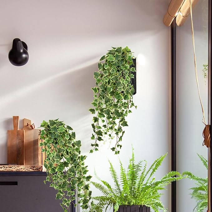 Hollyone 2pcs Artificial Hanging Plants 35.4" Fake Ivy Vine Faux Ivy Leaves Fire and UV Resistant Hanging Plant Wall Greenery for House Room Patio Indoor Outdoor Home Shelf Office Wedding Decor