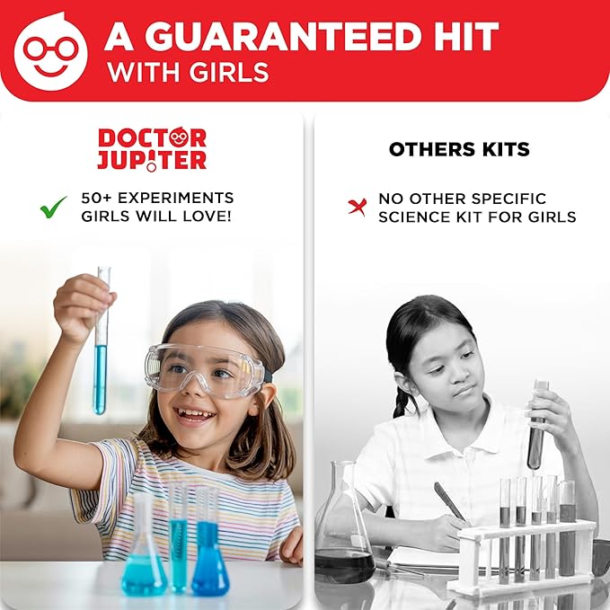 Doctor Jupiter Girls’ First Science Kit for Kids Ages 4-5-6-7-8 | Christmas, Birthday Gift Ideas for 4+ Year Old Girls | STEM Toy Kit with 50+ Experiments | Learning & Educational Projects