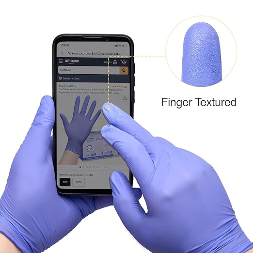 Disposable Nitrile Exam Gloves, 3-mil, XL, Case of 1000, Violet Nitrile Gloves Disposable Latex Free for Medical, Cleaning, Cooking & Esthetician, Food-Safe, Powder-Free, Purple, Non-Sterile